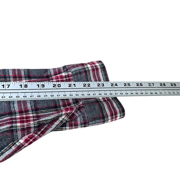 Vintage J Crew Oarsman Flannel Shirt Men's Large Red Gray Plaid Button-Down 90s - Picture 8 of 9